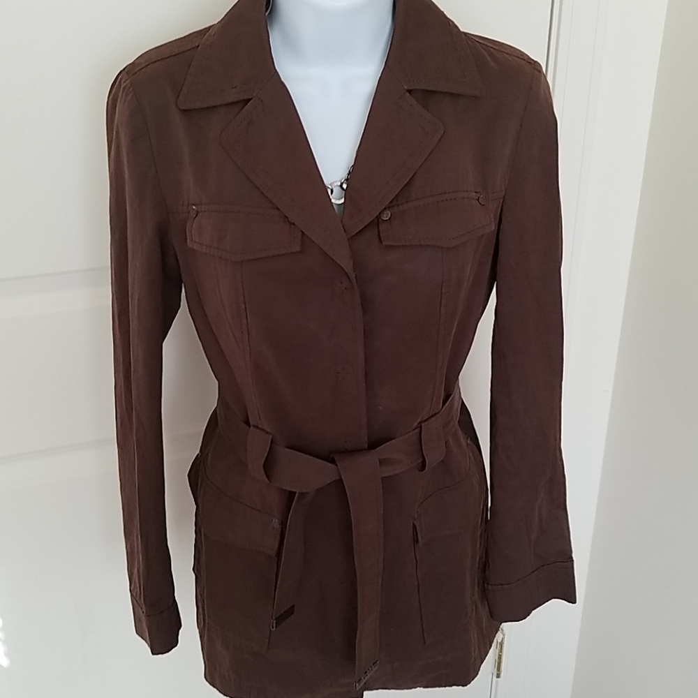 Tahari Dark Brown Utility Jacket Size XS